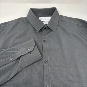 Mizzen & Main Large Standard Fit Gray Patterned Long Sleeve Button Up Shirt